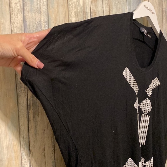 Armani jeans women’s black over sized T-shirt with silver sparkle graphics | XS - Picture 3 of 10
